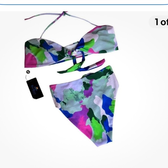 Ree bees geometric high waist bikini swim suit Size medium NWT Mutlicolor - Picture 1 of 6